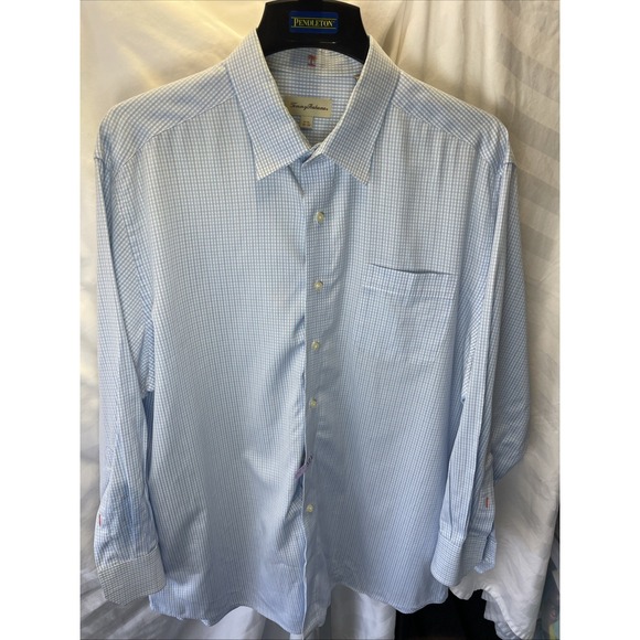 Tommy Bahama Other - Tommy Bahama Mens 17.5 32 /33 Blue Check 100% Cotton LS Button Up Shirt Classic
